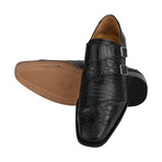 Grace // Leather Lizard Textured Double Monk Strap // Black (US: 9.5)
