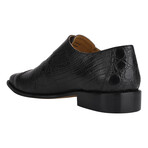 Grace // Leather Lizard Textured Double Monk Strap // Black (US: 9.5)