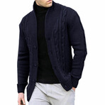 Cable Knit Cardigan // Dark Blue (2XL)