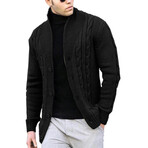 Cable Knit Cardigan // Black (2XL)