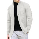 Cable Knit Cardigan // White (L)