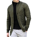 Cable Knit Cardigan // Army Green (M)