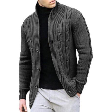 Cable Knit Cardigan // Dark Gray (XS)