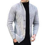 Cable Knit Cardigan // Light Gray (XL)