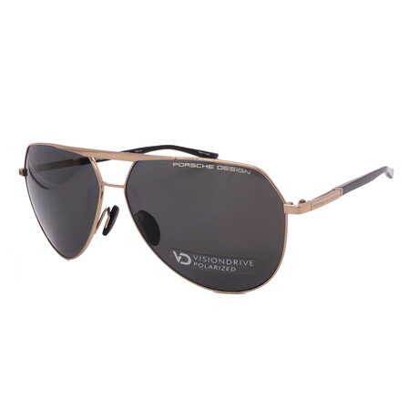Men's // Porsche // P8918 A416 Pilot Non-Polarized Sunglasses // Gold + Gray