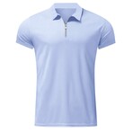 Quarter-Zip Short Sleeve Solid Polo Shirt // Light Blue (3XL)