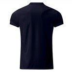 Quarter-Zip Short Sleeve Solid Polo Shirt // Navy Blue (S)