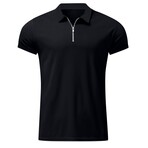 Quarter-Zip Short Sleeve Solid Polo Shirt // Black (XS)