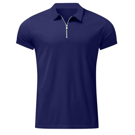 Quarter-Zip Short Sleeve Solid Polo Shirt // Dark Blue (XS)