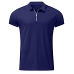 Quarter-Zip Short Sleeve Solid Polo Shirt // Dark Blue (S)