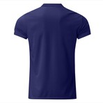 Quarter-Zip Short Sleeve Solid Polo Shirt // Dark Blue (S)