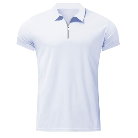 Quarter-Zip Short Sleeve Solid Polo Shirt // White (XS)