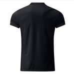 Quarter-Zip Short Sleeve Solid Polo Shirt // Black (XS)