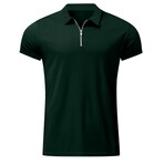 Quarter-Zip Short Sleeve Solid Polo Shirt // Dark Green (XS)