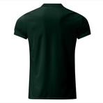 Quarter-Zip Short Sleeve Solid Polo Shirt // Dark Green (XS)