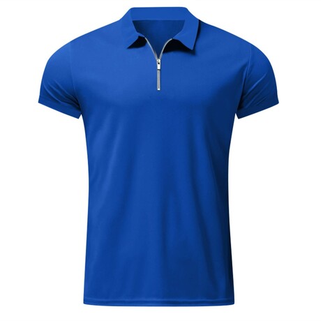 Quarter-Zip Short Sleeve Solid Polo Shirt // Royal Blue (XS)