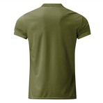 Quarter-Zip Short Sleeve Solid Polo Shirt // Army Green (XS)