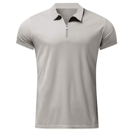 Quarter-Zip Short Sleeve Solid Polo Shirt // Gray (XS)