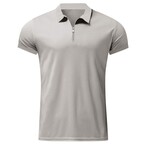 Quarter-Zip Short Sleeve Solid Polo Shirt // Gray (S)