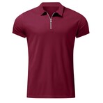 Quarter-Zip Short Sleeve Solid Polo Shirt // Burgundy (XS)