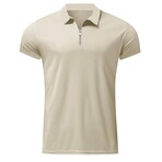 Quarter-Zip Short Sleeve Solid Polo Shirt // Khaki (XS)