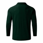 Quarter-Zip Long Sleeve Ribbed Polo Shirt // Dark Green (XS)