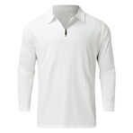 Quarter-Zip Long Sleeve Ribbed Polo Shirt // White (S)