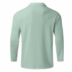 Quarter-Zip Long Sleeve Ribbed Polo Shirt // Light Green (XS)