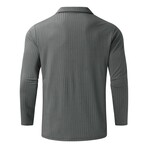 Quarter-Zip Long Sleeve Ribbed Polo Shirt // Gray (S)