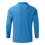 Quarter-Zip Long Sleeve Ribbed Polo Shirt // Royal Blue (S)