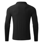 Quarter-Zip Long Sleeve Ribbed Shirt // Black (S)