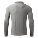 Quarter-Zip Long Sleeve Ribbed Shirt // Light Gray (XS)