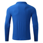 Quarter-Zip Long Sleeve Ribbed Shirt // Royal Blue (S)