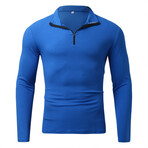 Quarter-Zip Long Sleeve Ribbed Shirt // Royal Blue (S)