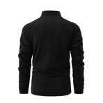 Quarter-Zip Long Sleeve Shoulder Ribbed Shirt // Black (S)