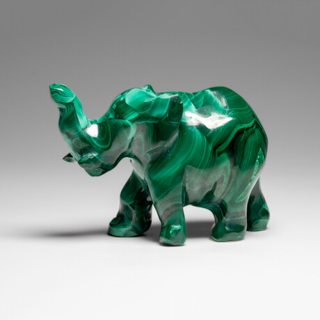Genuine Polished Malachite Elephant Carving