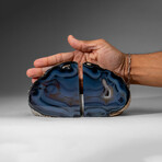 Genuine Polished Blue Banded Agate Bookends v.1