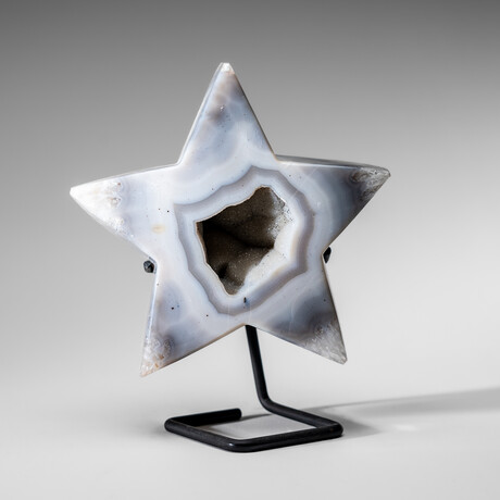 Genuine Agate Geode Star on Custom Metal Stand