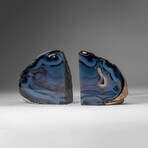 Genuine Polished Blue Banded Agate Bookends v.1