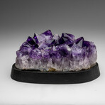 Genuine Amethyst Crystal Cluster On a Wooden Stand