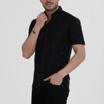 Striped Button-Down (Black Buttons) Short Sleeve Shirt // Black (XL)