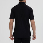 Striped Button-Down (Black Buttons) Short Sleeve Shirt // Black (XL)