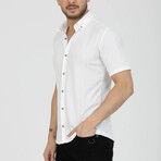 Solid Button-Down (Black Buttons) Short Sleeve Shirt // White (2XL)