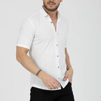 Solid Button-Down (Black Buttons) Short Sleeve Shirt // White (2XL)