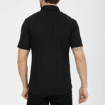 Solid Button-Down (Black Buttons) Short Sleeve Shirt // Black (L)