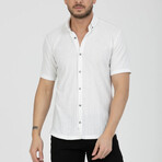 Solid Button-Down (Black Buttons) Short Sleeve Shirt // White (2XL)