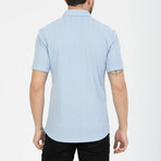 Solid Button-Down (Black Buttons) Short Sleeve Shirt // Light Blue (M)