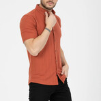 Solid Button-Down (Black Buttons) Short Sleeve Shirt // Tile (XS)