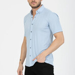 Solid Button-Down (Black Buttons) Short Sleeve Shirt // Light Blue (M)