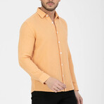 Crinkled Button-Down (White Buttons) Long Sleeve Shirt // Yellow (M)